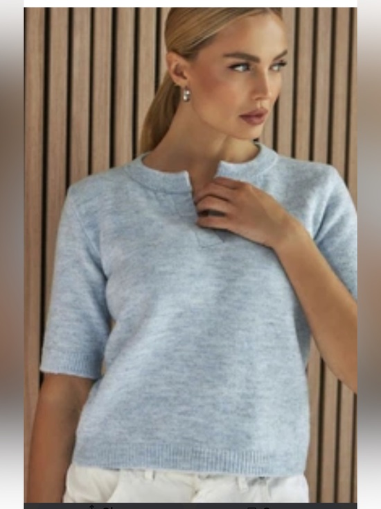 Buffalo David Bitton Sweaters - Buffalo David Bitton Light Blue Short Sleeve Crew Sweater